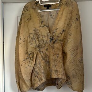 Elegant Beige Floral Women's Top